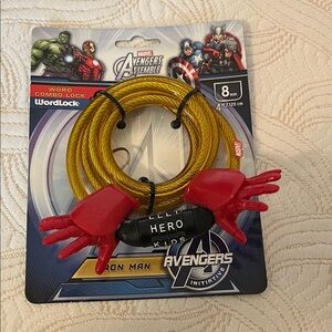 Marvel Avengers Iron Man Yellow Cable Lock with Red Hand Grips